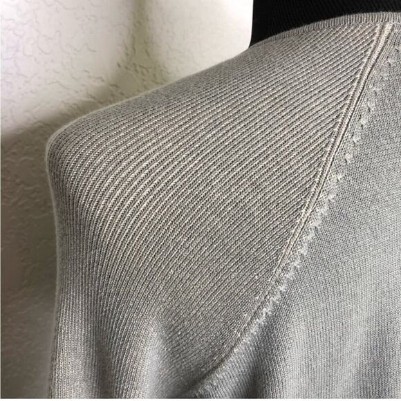 Cabi sage green gray mixed knit open draped front cardigan size Medium #5132 - Picture 14 of 16